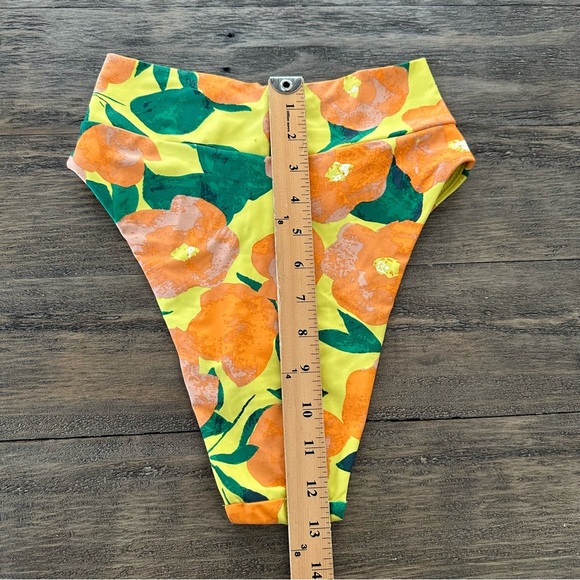 NWT Aerie small Yellow High Waisted Hi Cut Cheeky Bikini Bottoms Crossover New S - Picture 4 of 6